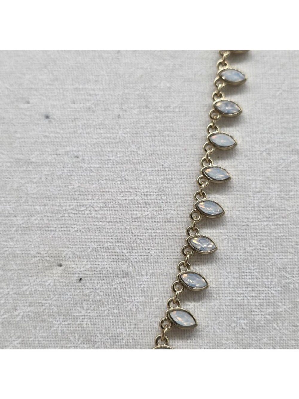 Loft Gold Tone Iridescent Festoon Beaded Necklace With Clear Teardrop Stones - Picture 3 of 9